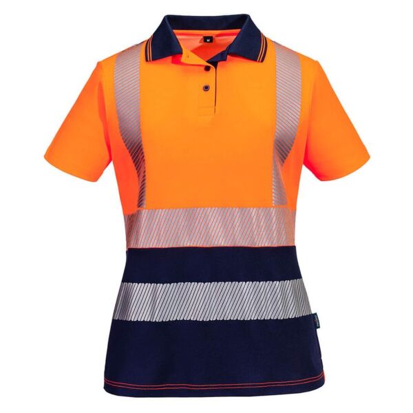 Womens Hi Vis Cotton Comfort Contrast Short Sleeve Polo Shirt Thumbnail