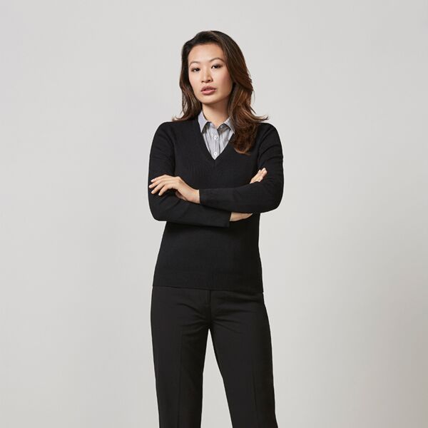 Womens V-Neck Knit Pullover Thumbnail