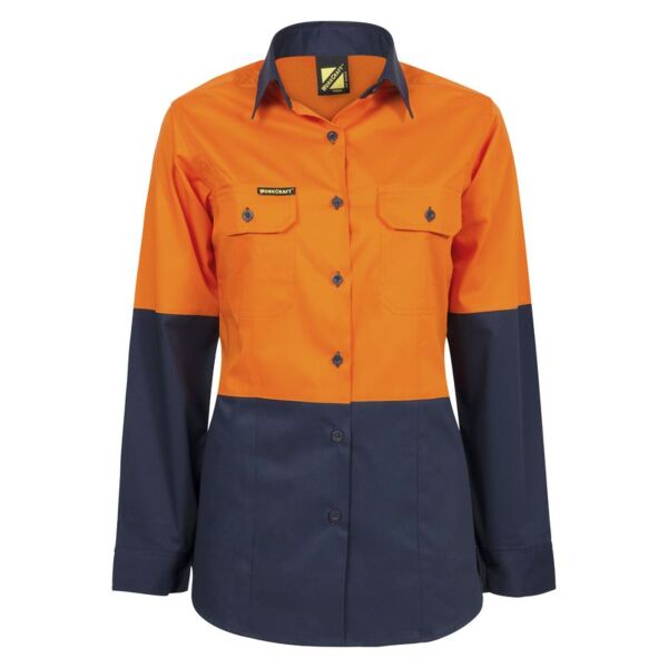 Womens Hi Vis Vented Cotton Drill Shirt Thumbnail